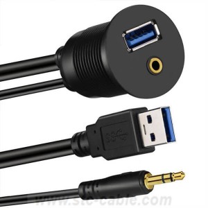 USB 3.0 & 3.5mm Car Mount Flush Cable