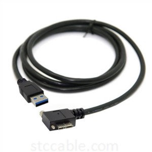 USB 3.0 A Male to Micro B Left Angled 90 Degree Cable with Locking Screws