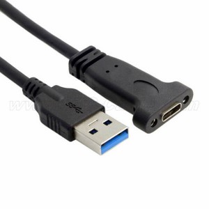 USB 3.0 type A to USB 3.1 type-c with screws panel mount cable