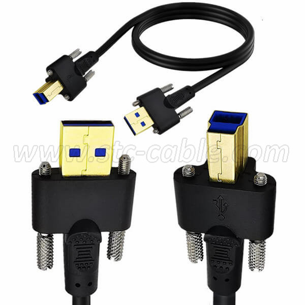 One of Hottest for USB3.0 B Male Screw Lock Cable Angled