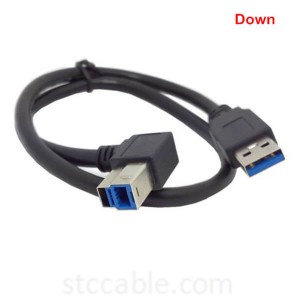 USB 3.0 A Type Male Straight to B Male 90 Degree Down Angled Hard disk case data Cable