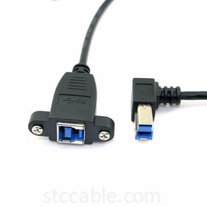 USB 3.0 Back Panel Mount B Type Female To Right Angled 90 Degree B Type Male Extension cable