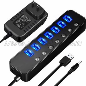 8 ports USB 3.0 HUB with Switches and Lights