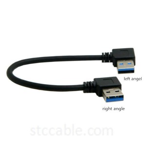 USB 3.0 Type A Male 90 Degree Left Angled to USB 3.0 A Type Right Angled Extension Cable