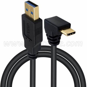 USB 3.0 Type A to 90 degree Up and Down angle USB 3.1 Type C Charging Data Cable
