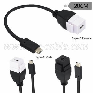 USB 3.1 Type C Extension Keystone Insert Adapter Cable for Wall Plate Outlet Panel
