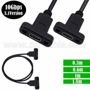 USB 3.1 Type C Female to Female With dual Panel Mount Screw holes Cable