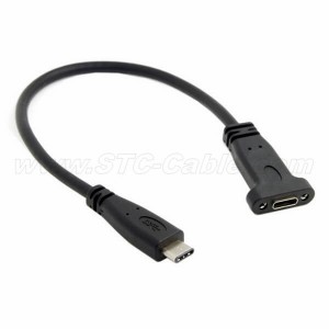 USB 3.1 Type C Extension Data Cable with Panel Mount Screw Hole
