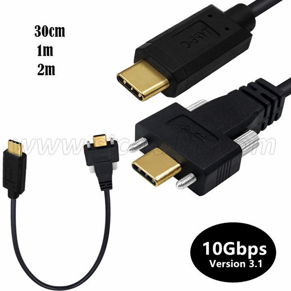 Special Price for China 10gbps USB C Type-C Cable Left Angle Extension Data Cable with Panel Mount Screw Hole