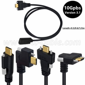 Professional Design China Type C 3.1 Male to Female USB Data Cable USB C 3.1 Gold-Plated 3FT with Locking Screw