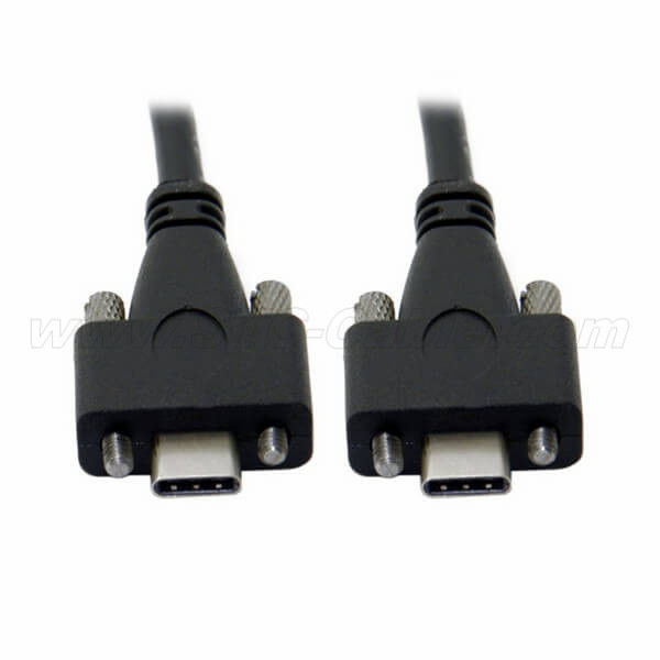 USB 3.1 Type c Dual Screw Locking connector Panel Mount cable 1.2m