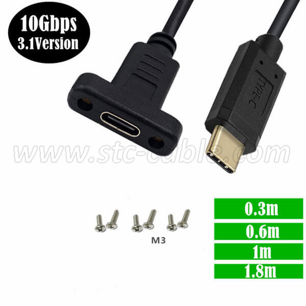 Excellent quality China USB C Type-C with Panel Mount Screw Hole 10gbps 0.3m/0.6m/1m Extension Cable