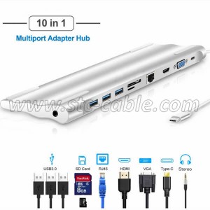 China Manufacturer for 12 in 1 USB Porno Hub VGA Dual Monitor Audio RJ45 Gigabit Network HDMI Dp Type-C SD TF Pd Active USB Hub 3.0
