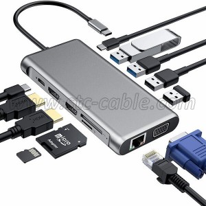USB C Hub 12 in 1 Type C Adapter with Ethernet