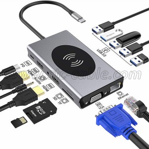 USB C Hub 14 in 1 with Wireless Charger