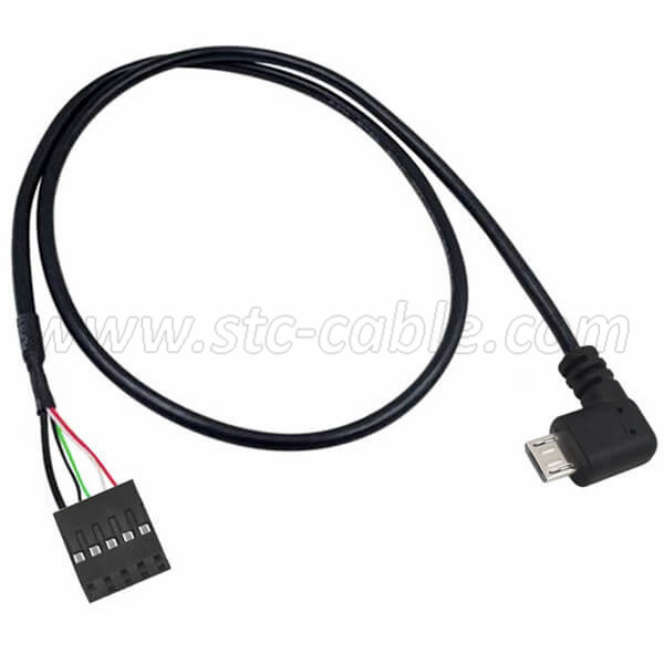 Micro USB Male Right Angle to Dupont 5 Pin Female Header Motherboard Cable
