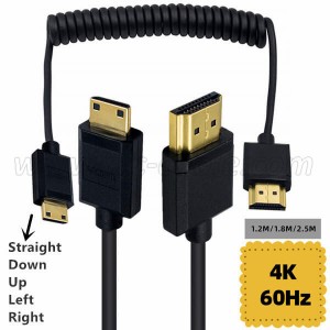 4K コイル状ミニ HDMI - HDMI ケーブル