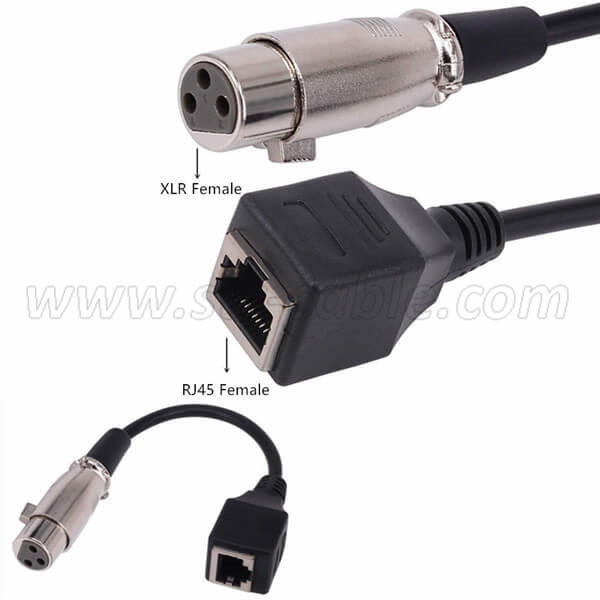 China OEM Customized RJ45 Female to Dual XLR 3pin Female Adapter Cable