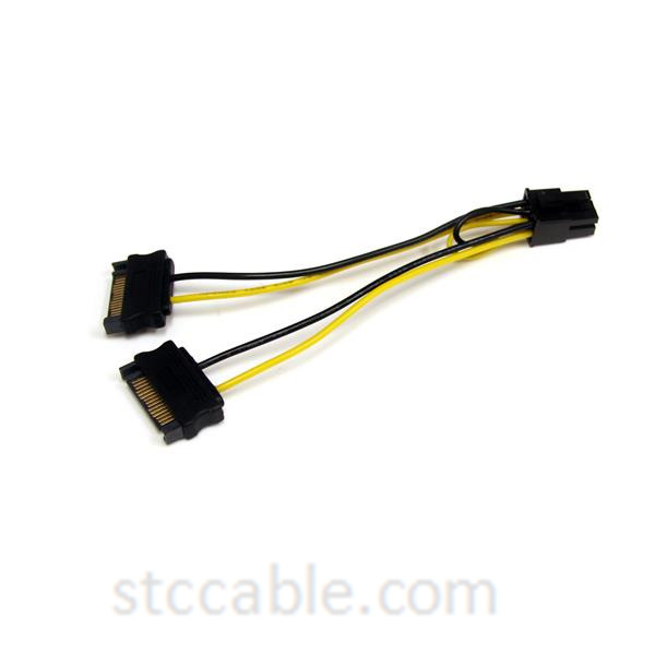 Alimentação SATA de 6 polegadas para placa de vídeo PCI Express de 6 pinos Adaptador de cabo de alimentação