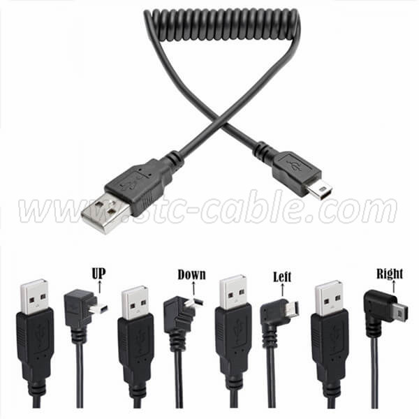Wholesale ODM Spiral Coiled USB a Male M to Mini USB B 5pin Male Adapter Adaptor Cable 3m 10ft