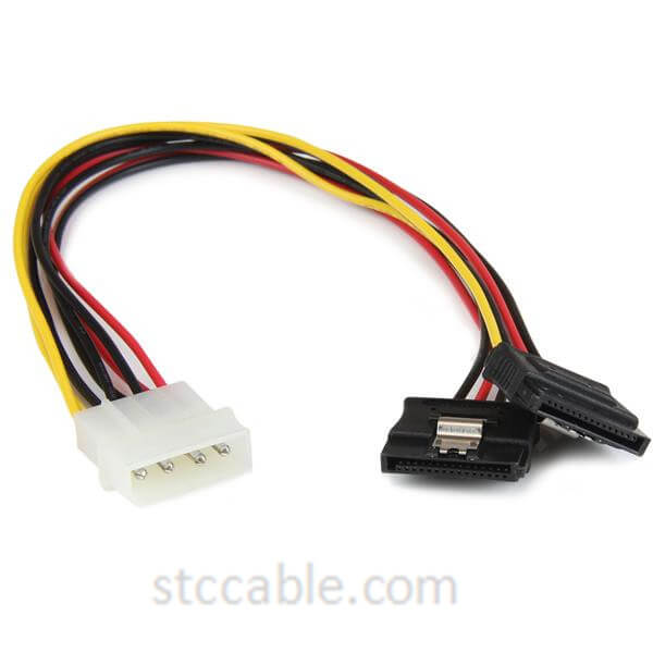 12in LP4 to 2x Latching SATA Power Y Cable Splitter Adapter – 4 Pin Molex to Dual SATA