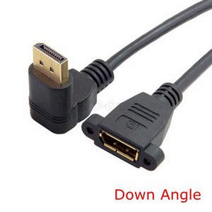 90 degree angled DisplayPort extension cable with screw holes