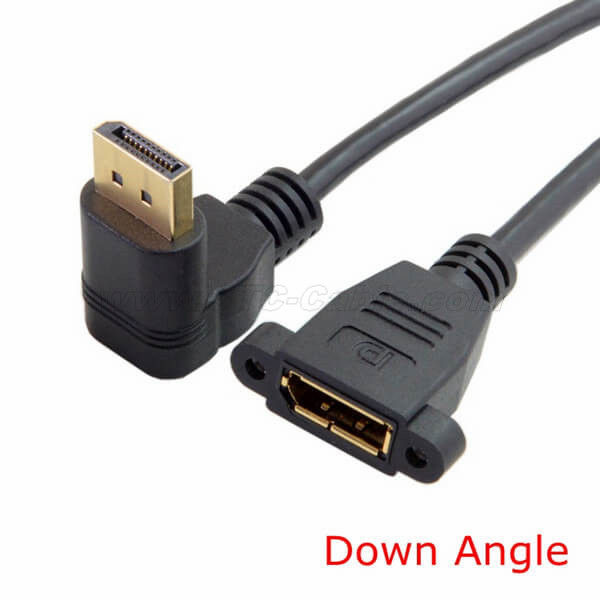 down angled DisplayPort DP male to DP female with screw holes video Cable