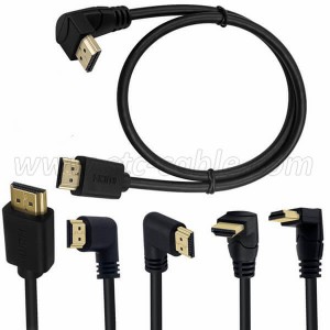 Manufacturing Companies for Right Angle / Rotating 90 Degree Black 19+1 Mini HDMI to HDMI Cable