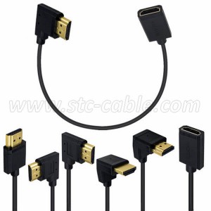 Factory Cheap Xaja Mini HDMI Female to HDMI Mini Micro HDMI Male Cable 90 Degree Angle Converter 2.0V 4K 3D 60Hz Ribbon Fpv 20pin Extension Cord C4