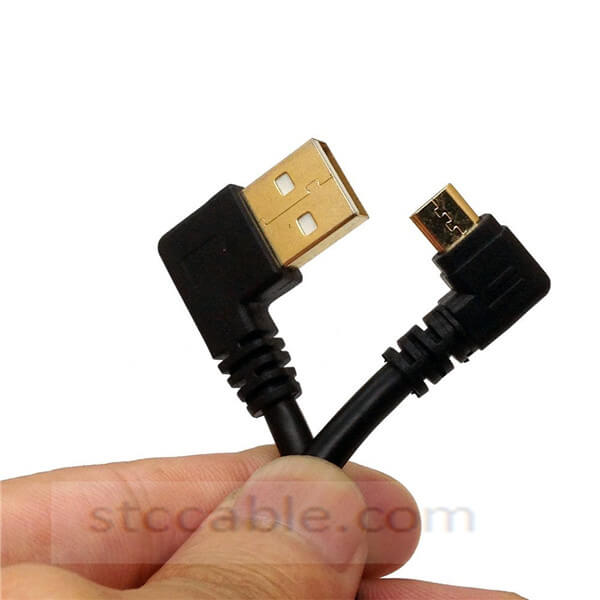 4 inch Micro USB Cable – Right Angel A to Right Angle Micro B