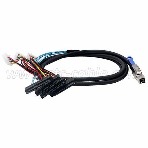 ODM Supplier China Factory Price Mini Sas 36 Pin to 4 SATA 7 Pin Sff-8087 HDD Hard Drive Splitter Cable 12gbps