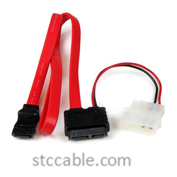 Factory supplied 10 Ft Straight Through Serial Cables - 20in Slimline SATA to SATA with LP4 Power Cable Adapter – STC-CABLE