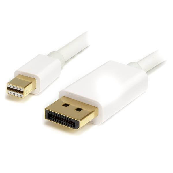 Professional Design Fiber Optic Cable Reels - 2m (6 ft) White Mini DisplayPort to DisplayPort 1.2 Adapter Cable male to male – DisplayPort 4k – STC-CABLE