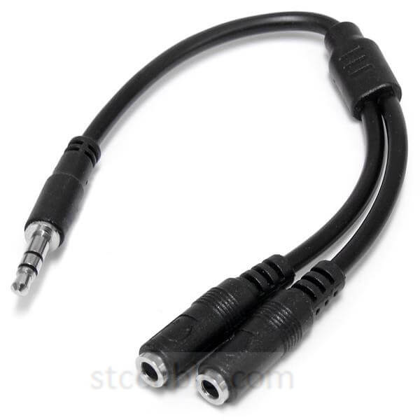 20cm Slim Stereo Splitter Cable – 3.5mm Male to 2x 3.5mm Female