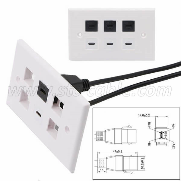 USB C Keystone Jack Insert Cable for Wall Plate Outlet Panel