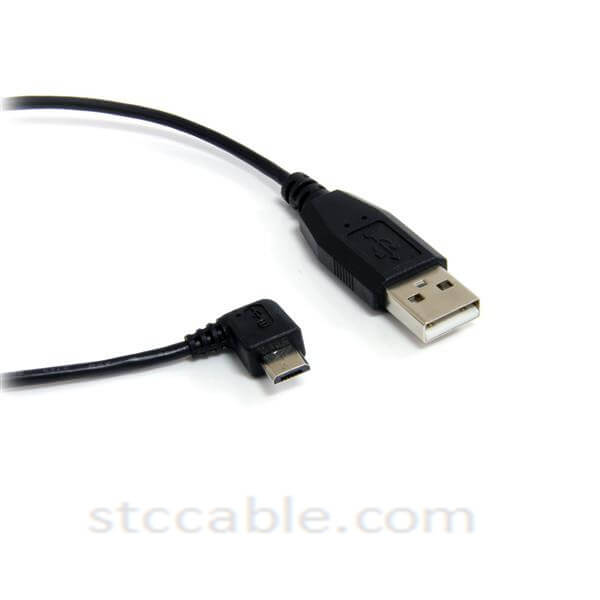1 ft Micro USB Cable – A to Right Angle Micro B