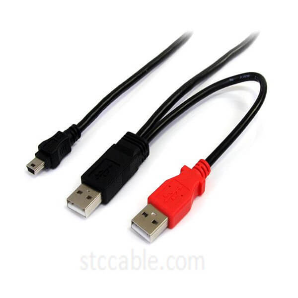 3 ft USB Y Cable for External Hard Drive – USB A to mini B