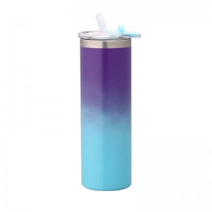 Gradient Color 530ML Double Layer 304 Stainless Steel Mug With Lid