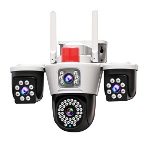 WiFi Pan-Tilt Cam: 3*2MP 3-Lens, 2.4G+BT, Detection, Cloud/256GB TF