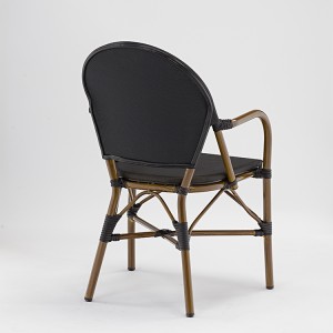 Patio Fabric bambusa gleznojums, sakraujami melns atzveltnes krēsls