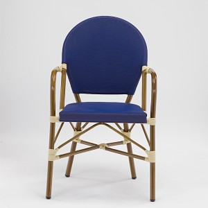Patio Fabric Bamboo Painting Stackable Navy ArmChair