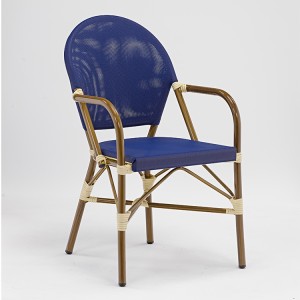IPatio Fabric Bamboo Painting Stackable Navy ArmChair