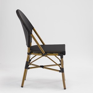 Patio Fabric Bamboo Painting Saliekams melns krēsls