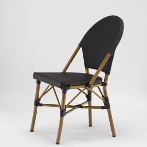 Στοιβαζόμενη μαύρη καρέκλα από ύφασμα Patio Bamboo Painting