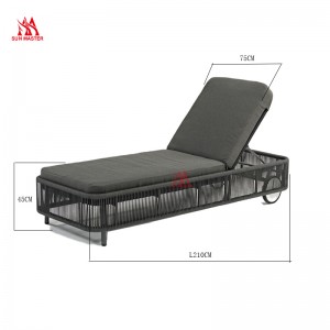 Patio Adjustable Rope Upholstered Sun Lounger