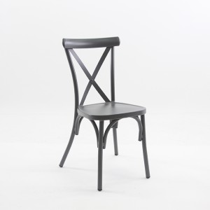 Chaise de salle à manger rétro en aluminium léger noir