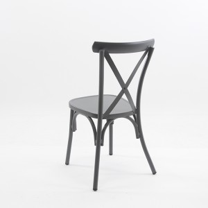 Retro crna lagana aluminijumska trpezarijska stolica