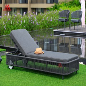 Patio Adjustable Rope Upholstered Sun Lounger