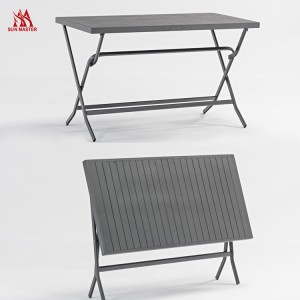 Mesa de comedor plegable rectangular de aluminio para patio