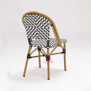 ຮ້ານອາຫານ Wicker ຫວາຍແບບກຳນົດເອງ Stackable Bistro Chair